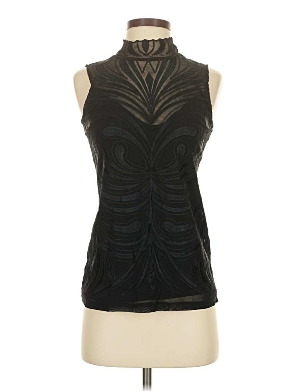 INC international concepts black embroidered sleeveless top